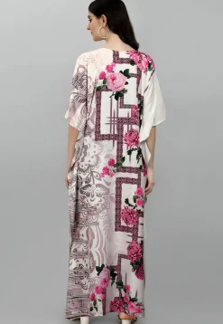 Digital Printed Polyester Kaftan in Off White
