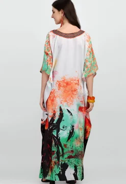 Digital Printed Polyester Kaftan in Multicolor