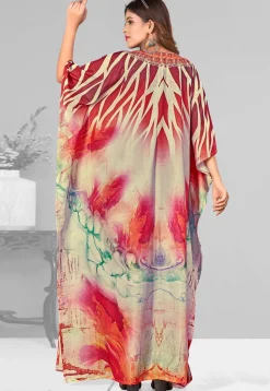 Digital Printed Polyester Kaftan in Multicolor