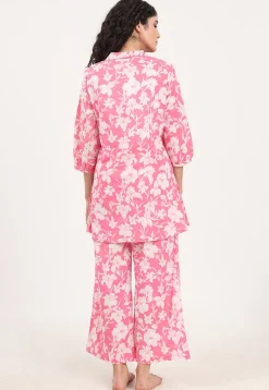 Digital Printed Pure Cotton Co Ord Set in Pink