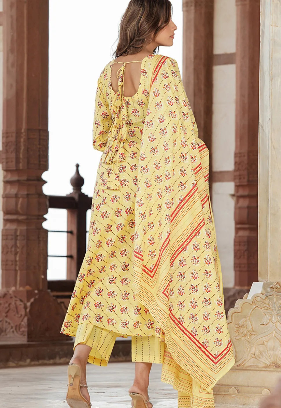 Digital Printed Pure Cotton Pakistani Suit in Yellow