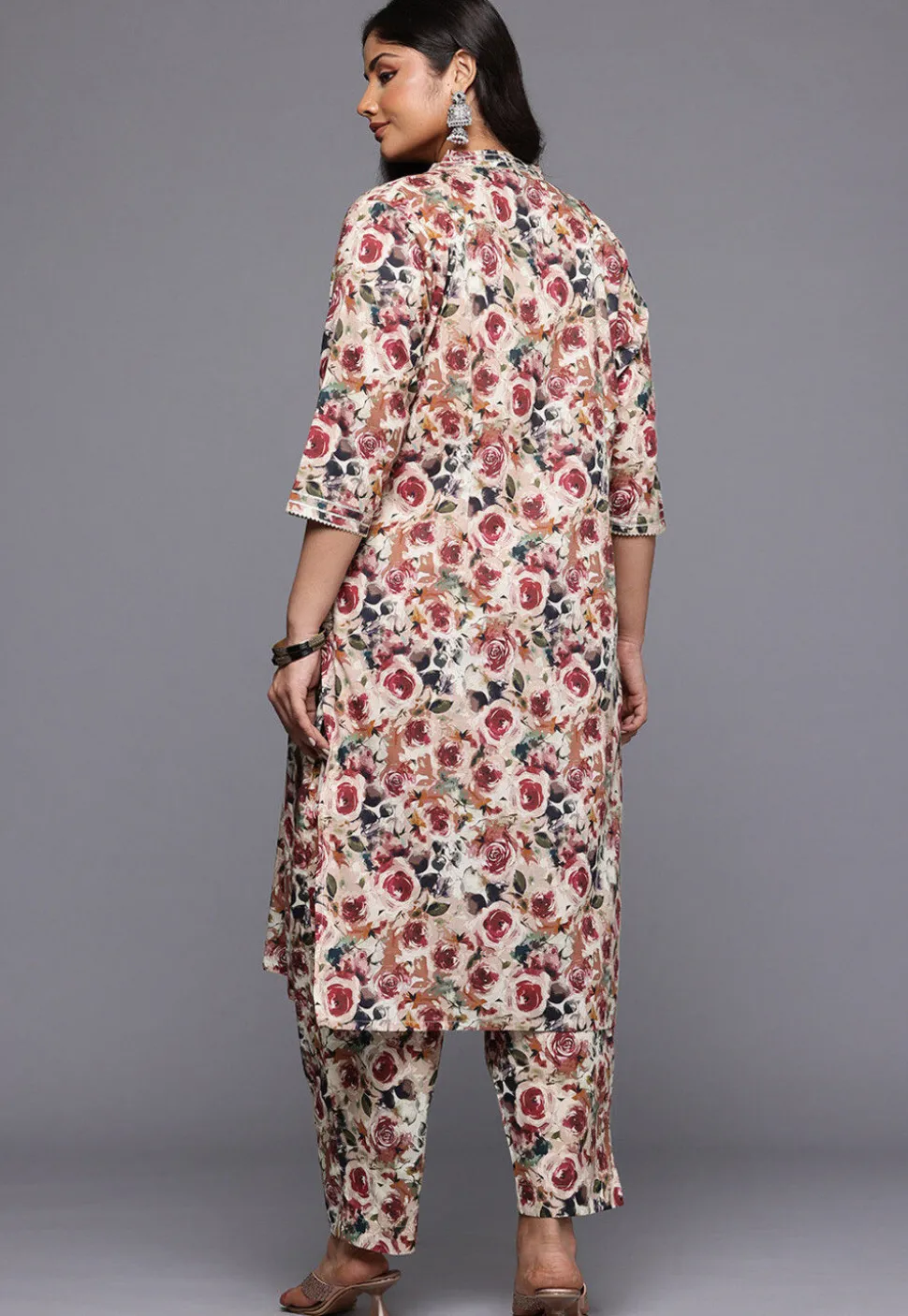 Digital Printed Pure Cotton Straight Kurta Set in Multicolor