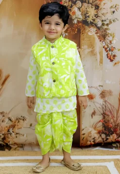 Digital Printed Pure Cotton Kurta Set in White