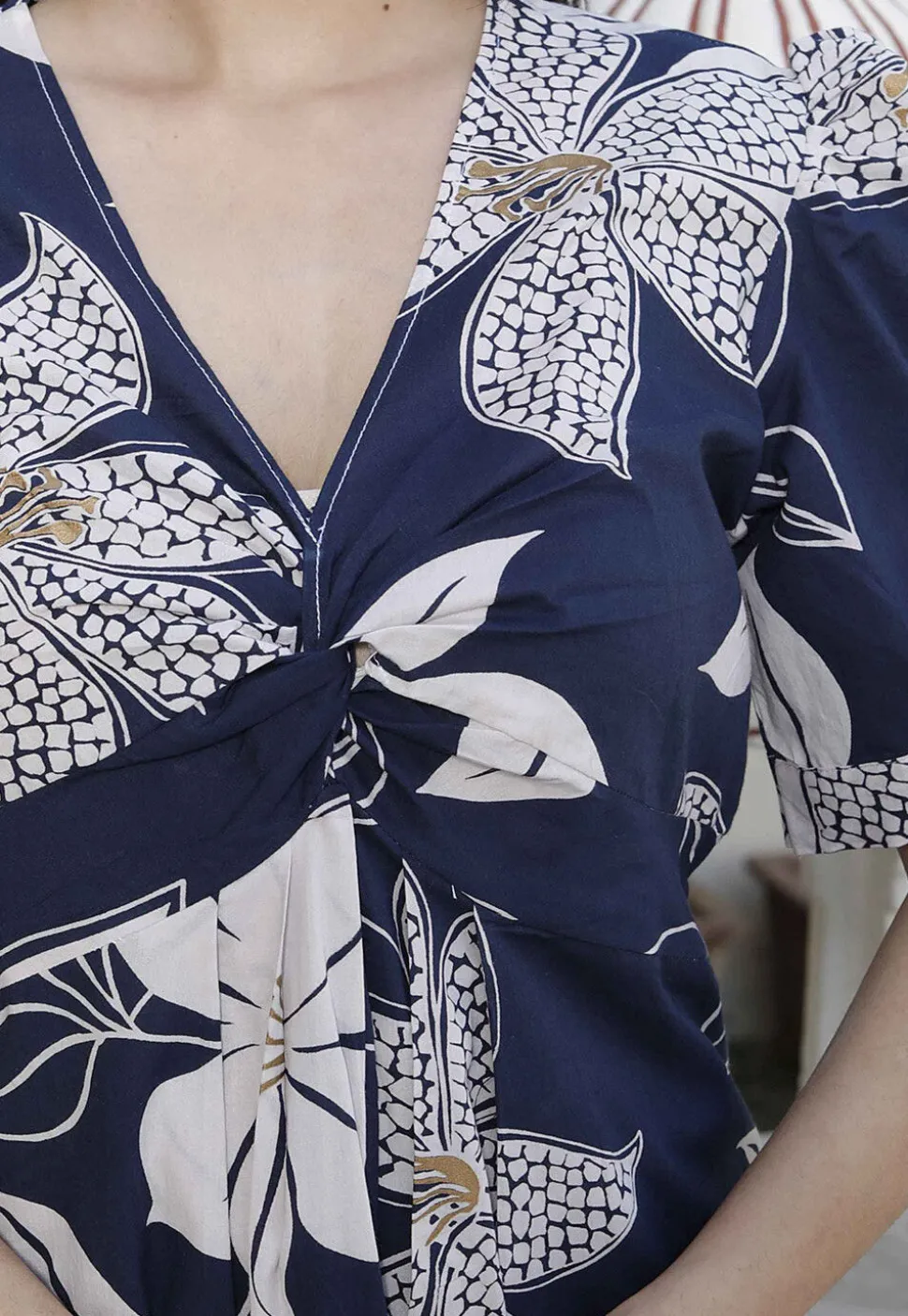 Digital Printed Pure Cotton Maxi Dress in Navy Blue