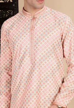 Digital Printed Pure Cotton Kurta in Peach