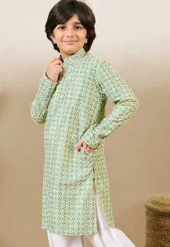 Digital Printed Pure Cotton Kurta in Green