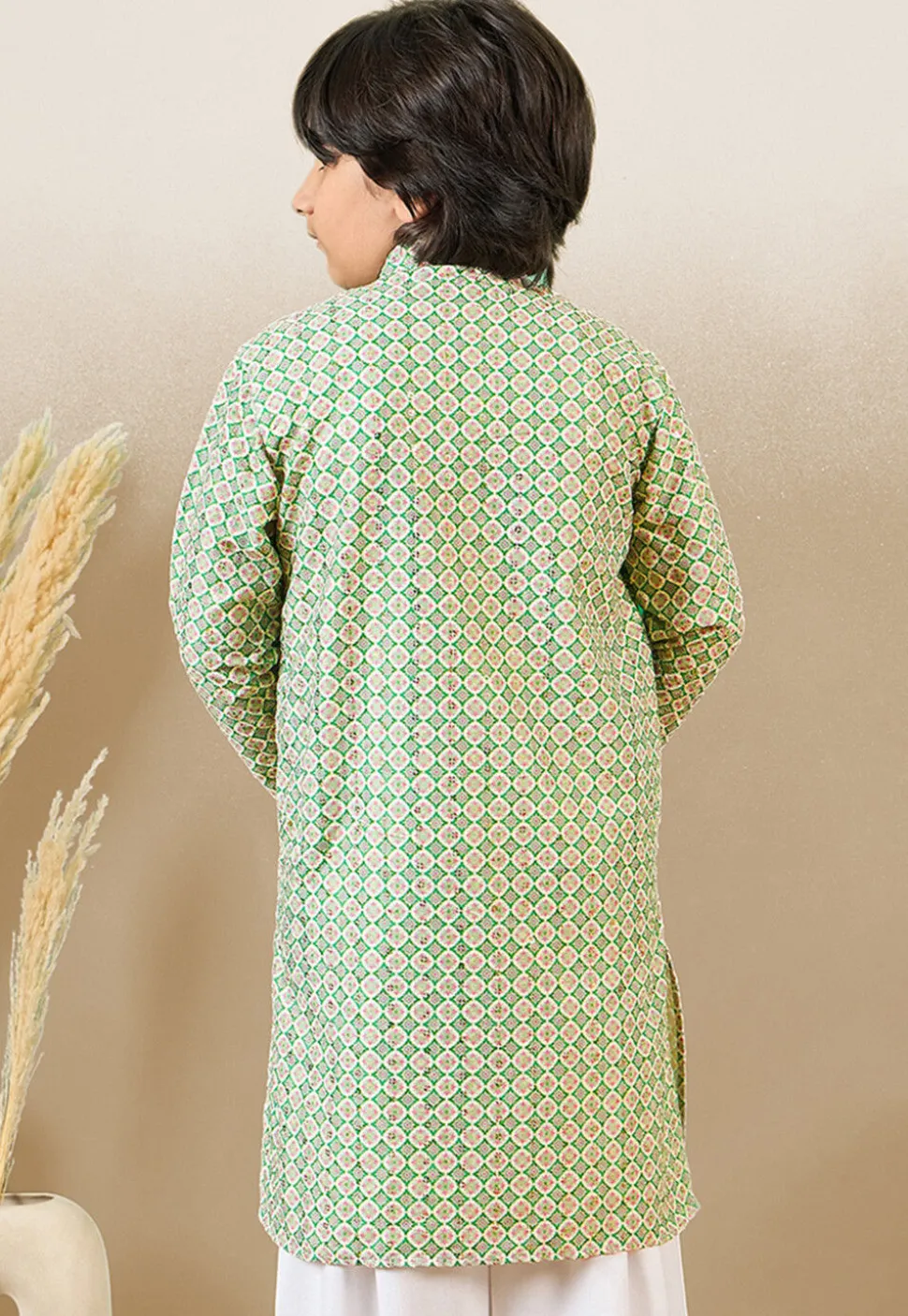 Digital Printed Pure Cotton Kurta in Green