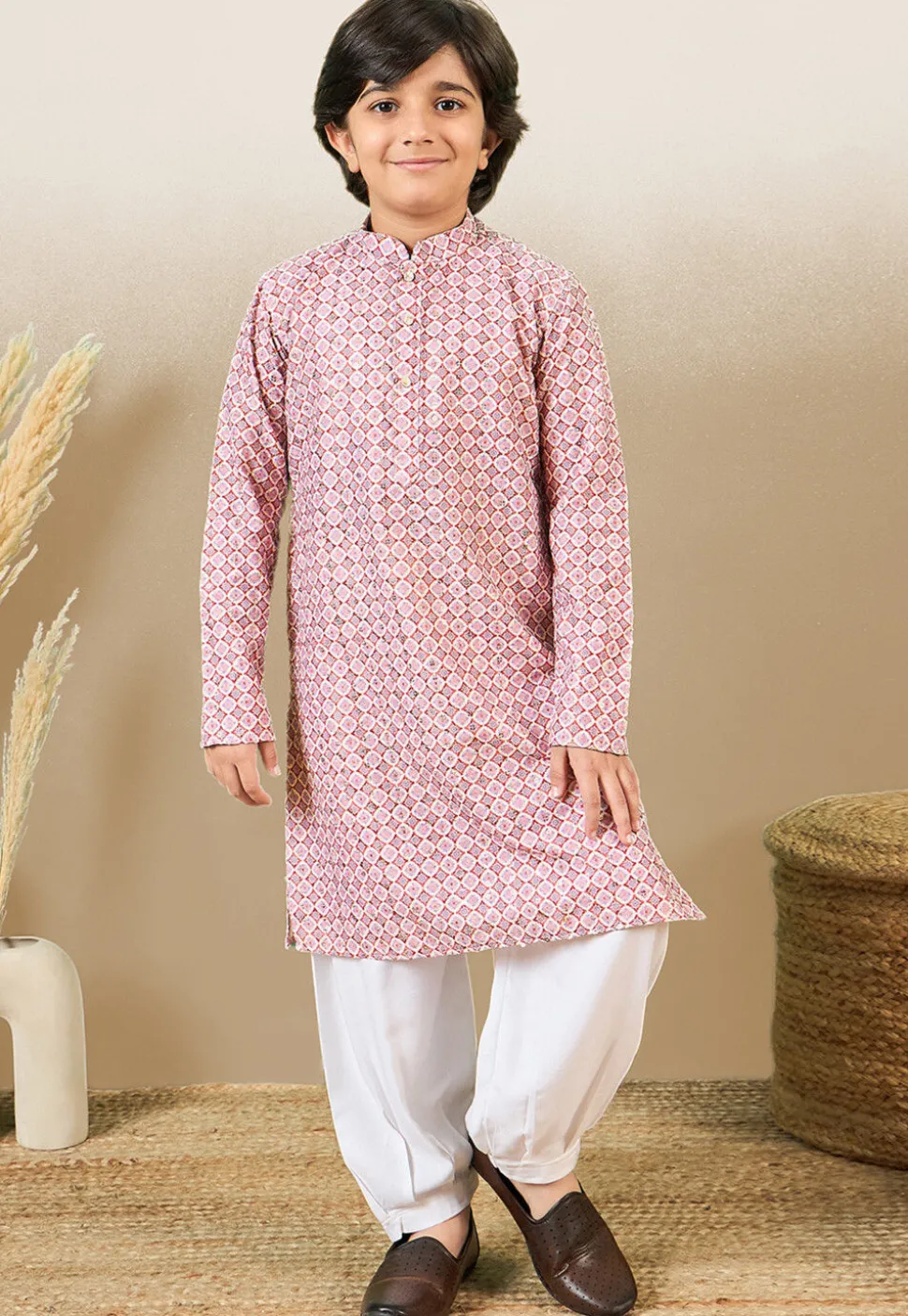 Digital Printed Pure Cotton Kurta Set in Pink