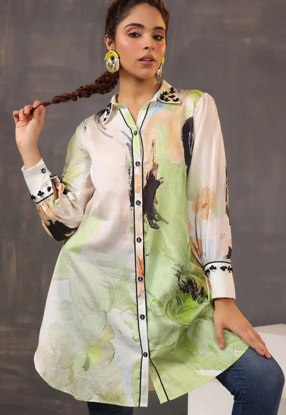 Digital Printed Pure Cotton Tunic in Multicolor