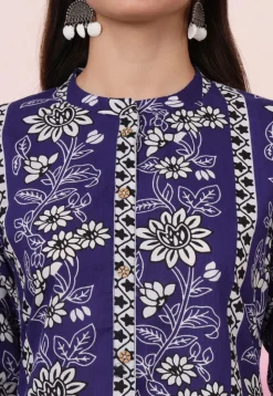 Digital Printed Pure Cotton Co Ord Set in Navy Blue