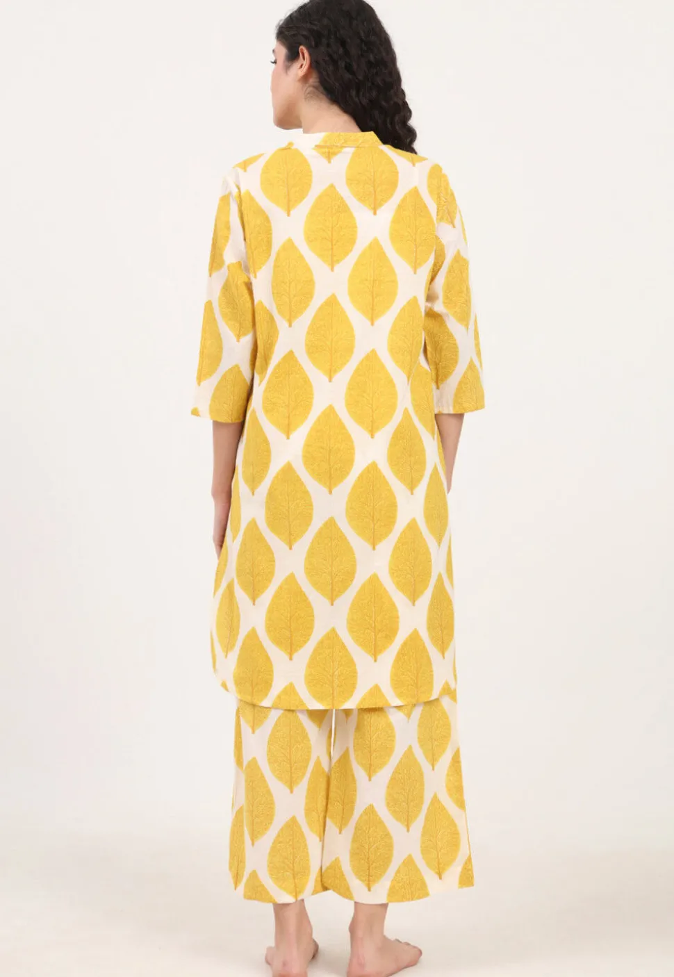 Digital Printed Pure Cotton Co Ord Set in Yellow