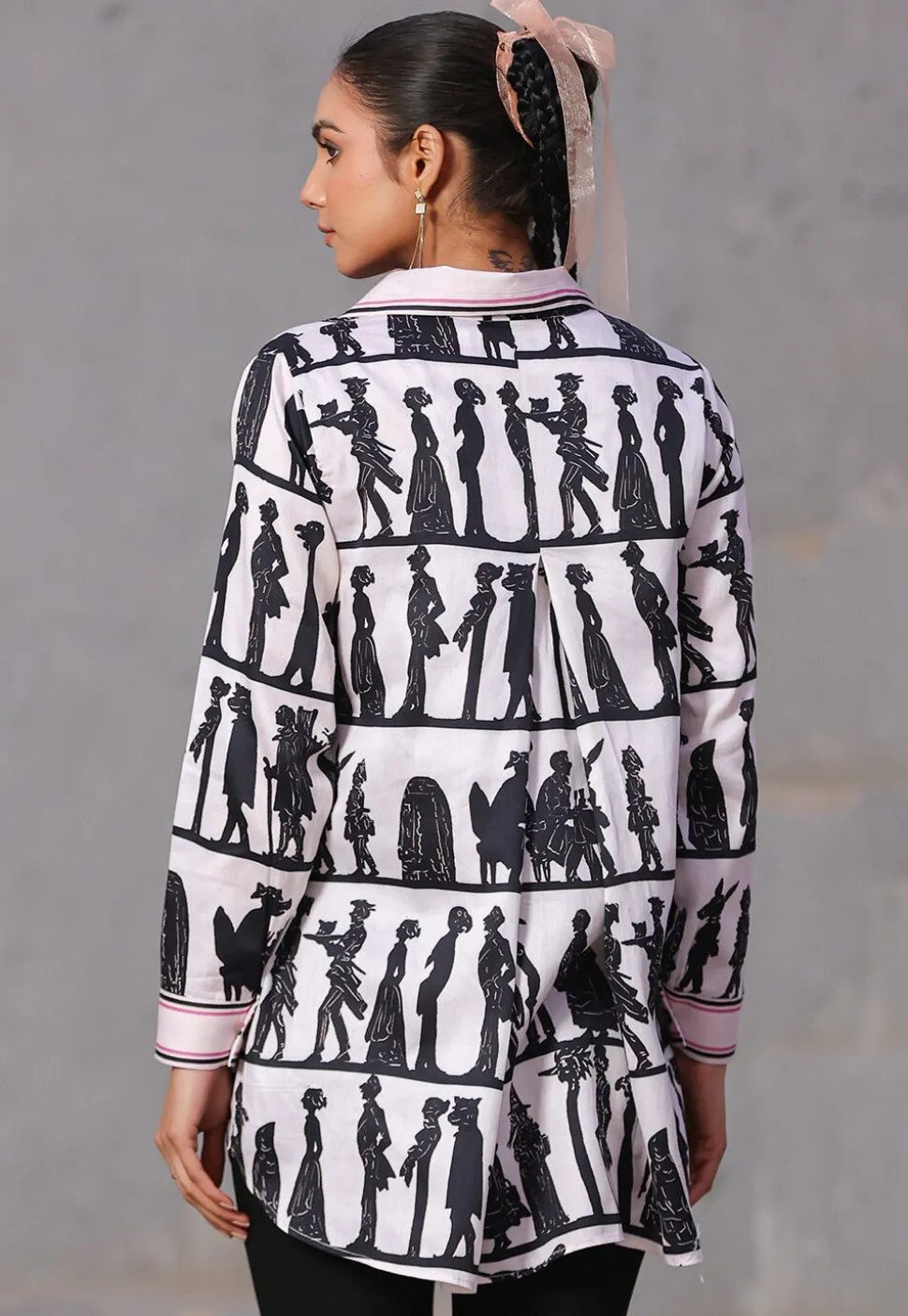 Digital Printed Pure Cotton Top in White