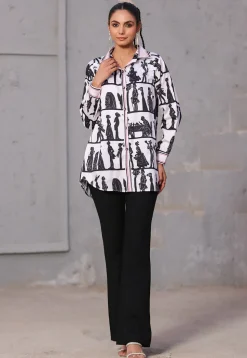 Digital Printed Pure Cotton Top in White