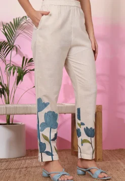 Digital Printed Pure Cotton Co Ord Set in Cream
