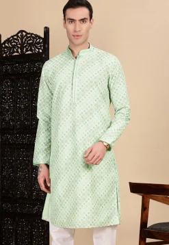 Digital Printed Pure Cotton Kurta in Sea Green
