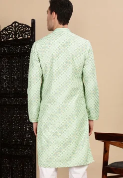 Digital Printed Pure Cotton Kurta in Sea Green