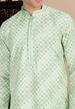 Digital Printed Pure Cotton Kurta in Sea Green