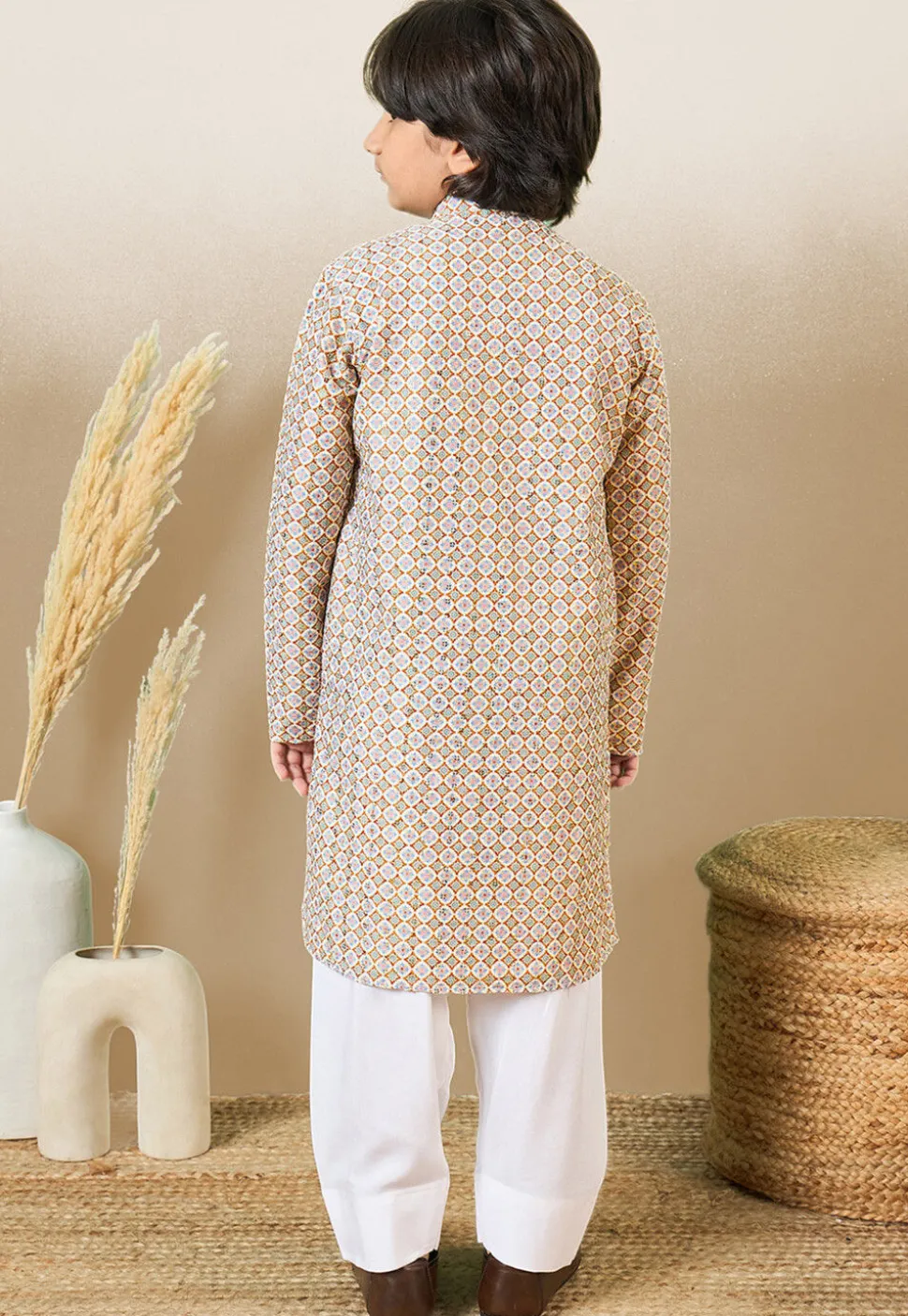 Digital Printed Pure Cotton Kurta Set in Brown