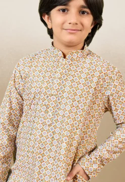 Digital Printed Pure Cotton Kurta Set in Brown