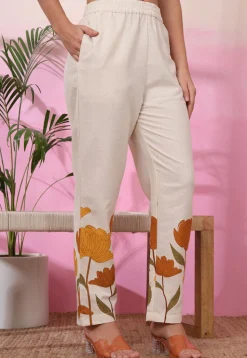 Digital Printed Pure Cotton Co Ord Set in Cream