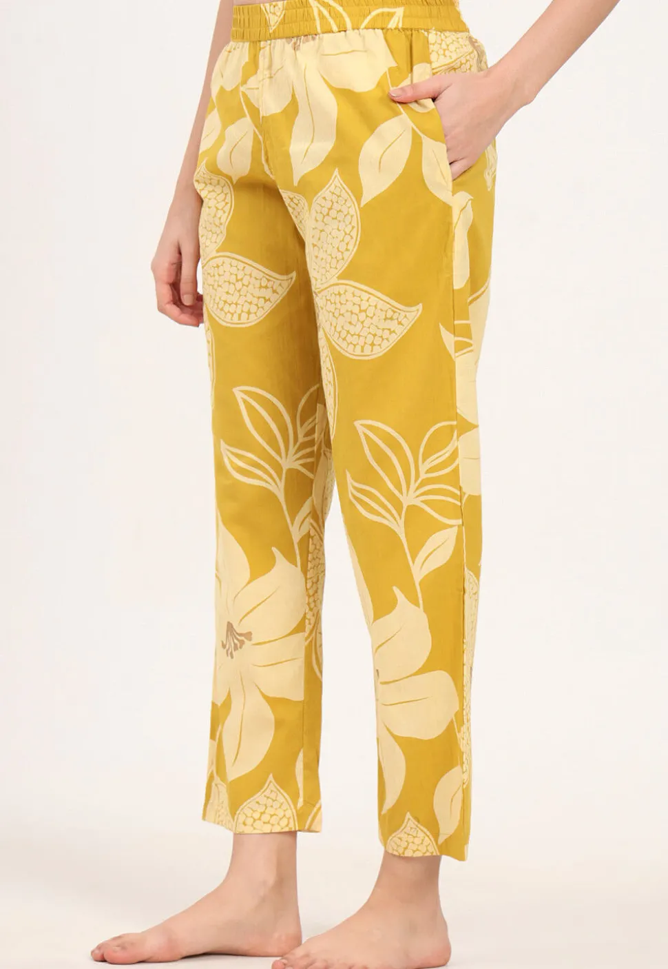 Digital Printed Pure Cotton Co Ord Set in Mustard