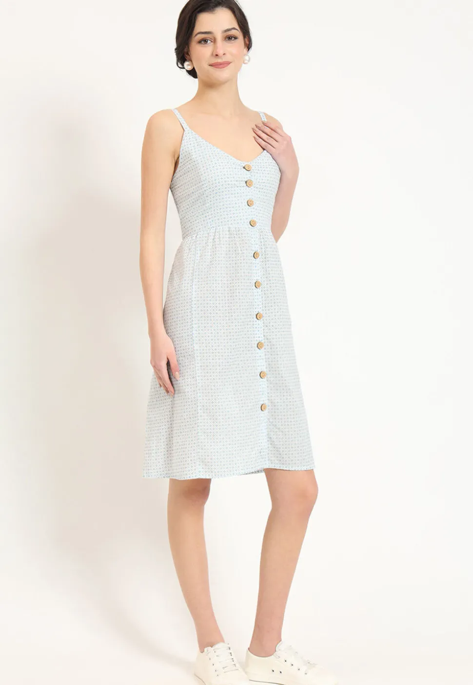 Digital Printed Pure Cotton Dress in Blue