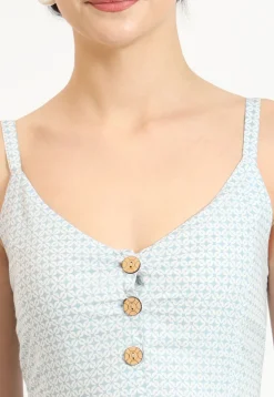 Digital Printed Pure Cotton Dress in Blue