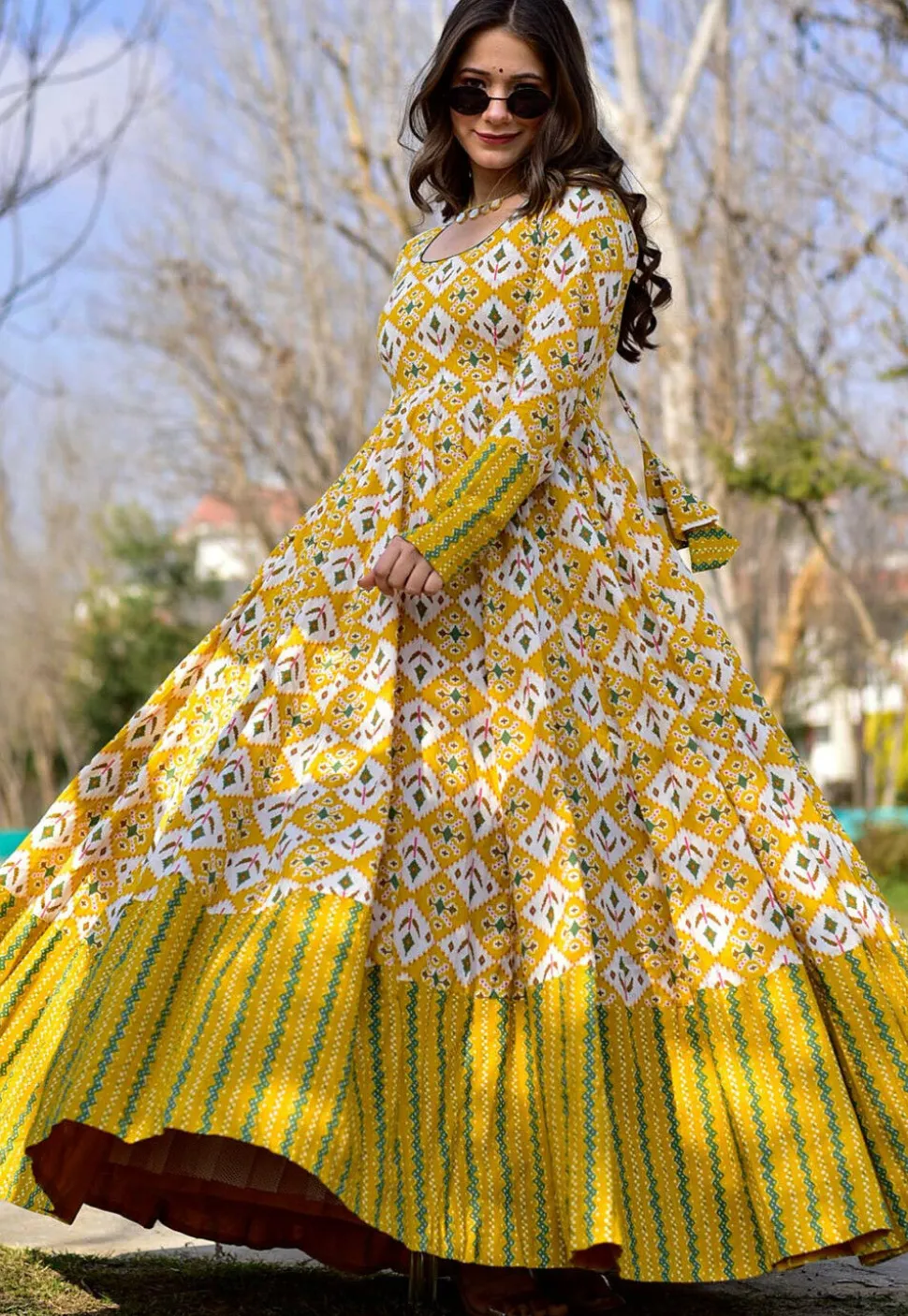Digital Printed Pure Muslin Cotton in Yellow