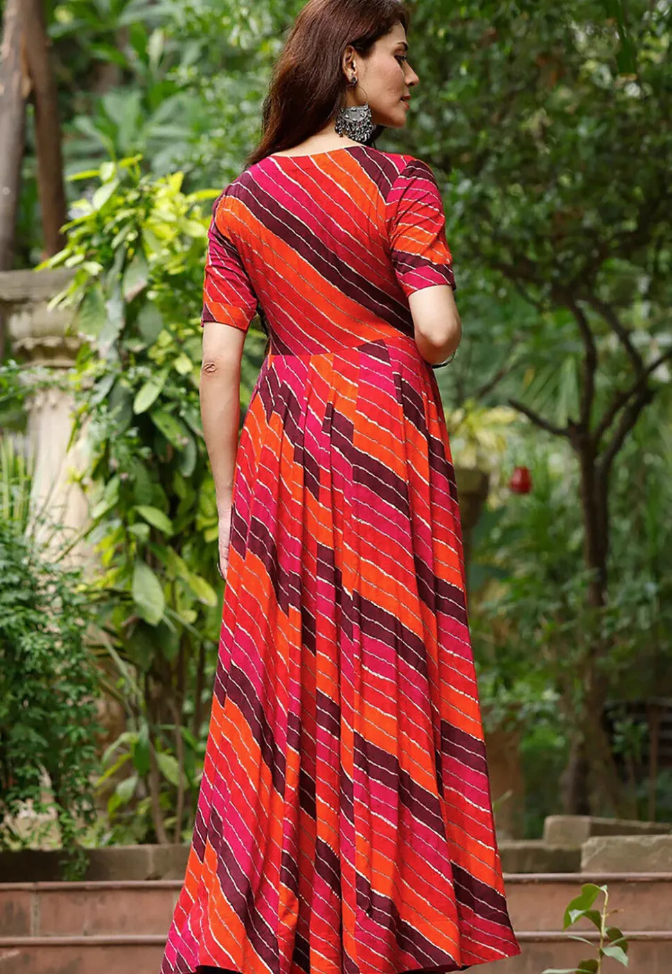 Digital Printed Rayon Gown in Multicolor