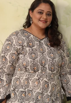 Digital Printed Rayon Gown in Cream