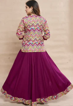 Digital Printed Rayon Gown in Purple