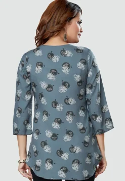 Digital Printed Rayon Kurti in Grey