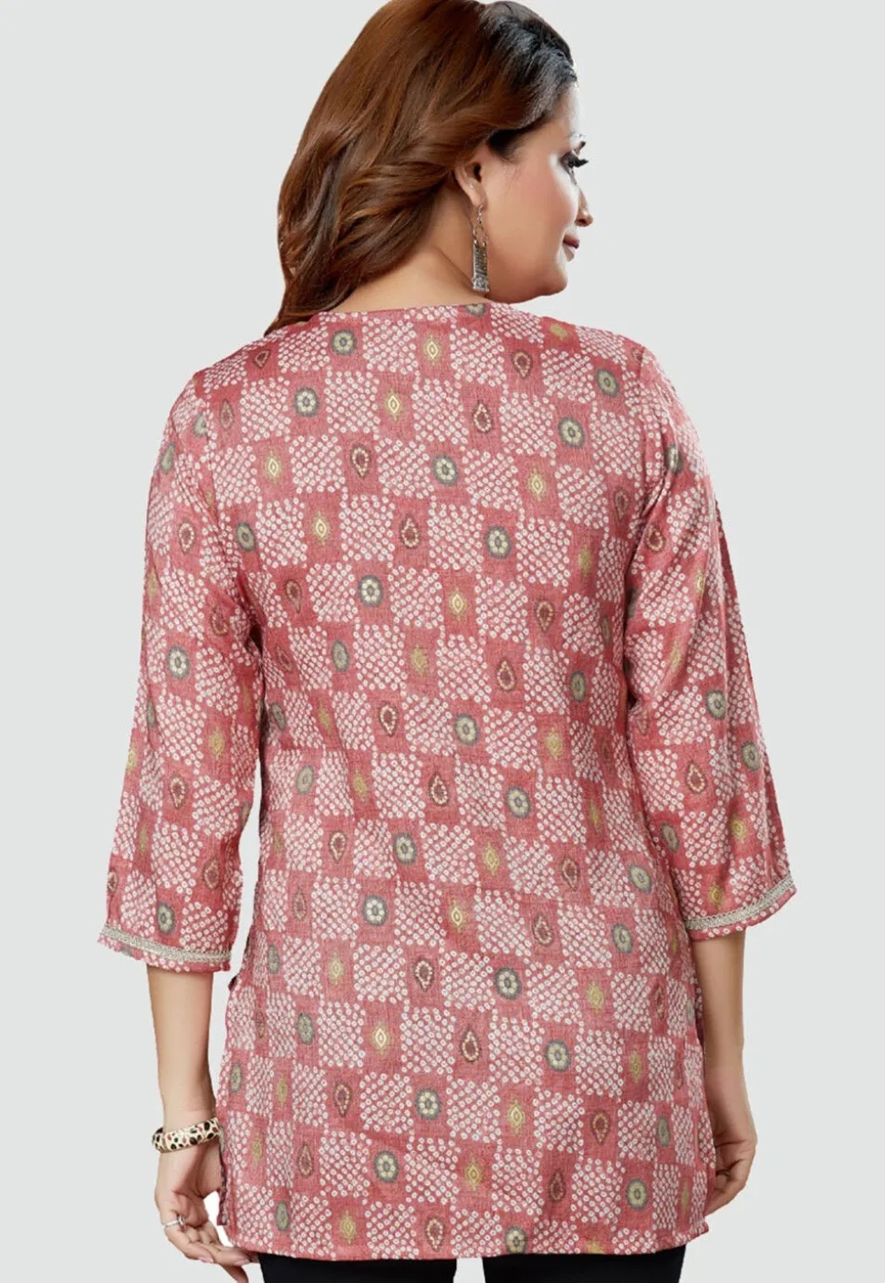 Digital Printed Rayon Kurti in Old Rose