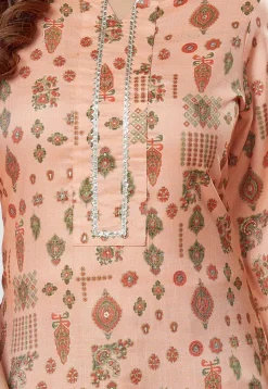Digital Printed Rayon Kurti in Peach