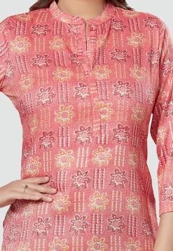 Digital Printed Rayon Kurti in Pink