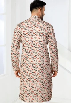 Digital Printed Rayon Kurta in Cream