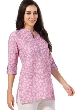 Digital Printed Rayon Kurti in Pink