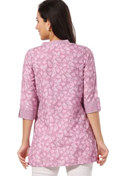 Digital Printed Rayon Kurti in Pink