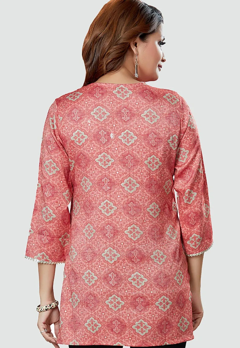 Digital Printed Rayon Kurti in Pink