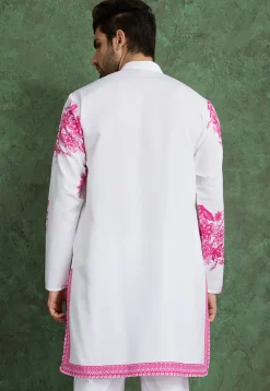 Digital Printed Rayon Kurta in Off White