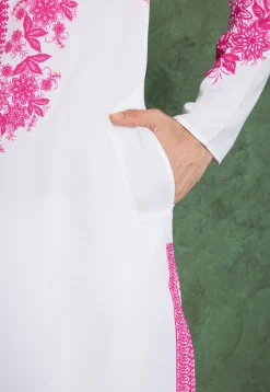 Digital Printed Rayon Kurta in Off White