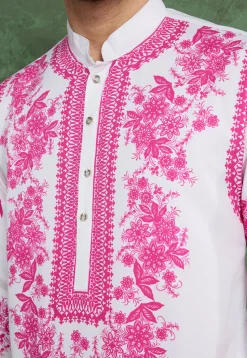 Digital Printed Rayon Kurta in Off White