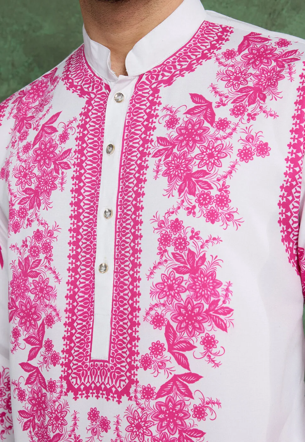 Digital Printed Rayon Kurta in Off White