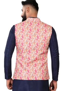 Digital Printed Rayon Nehru Jacket in Multicolor