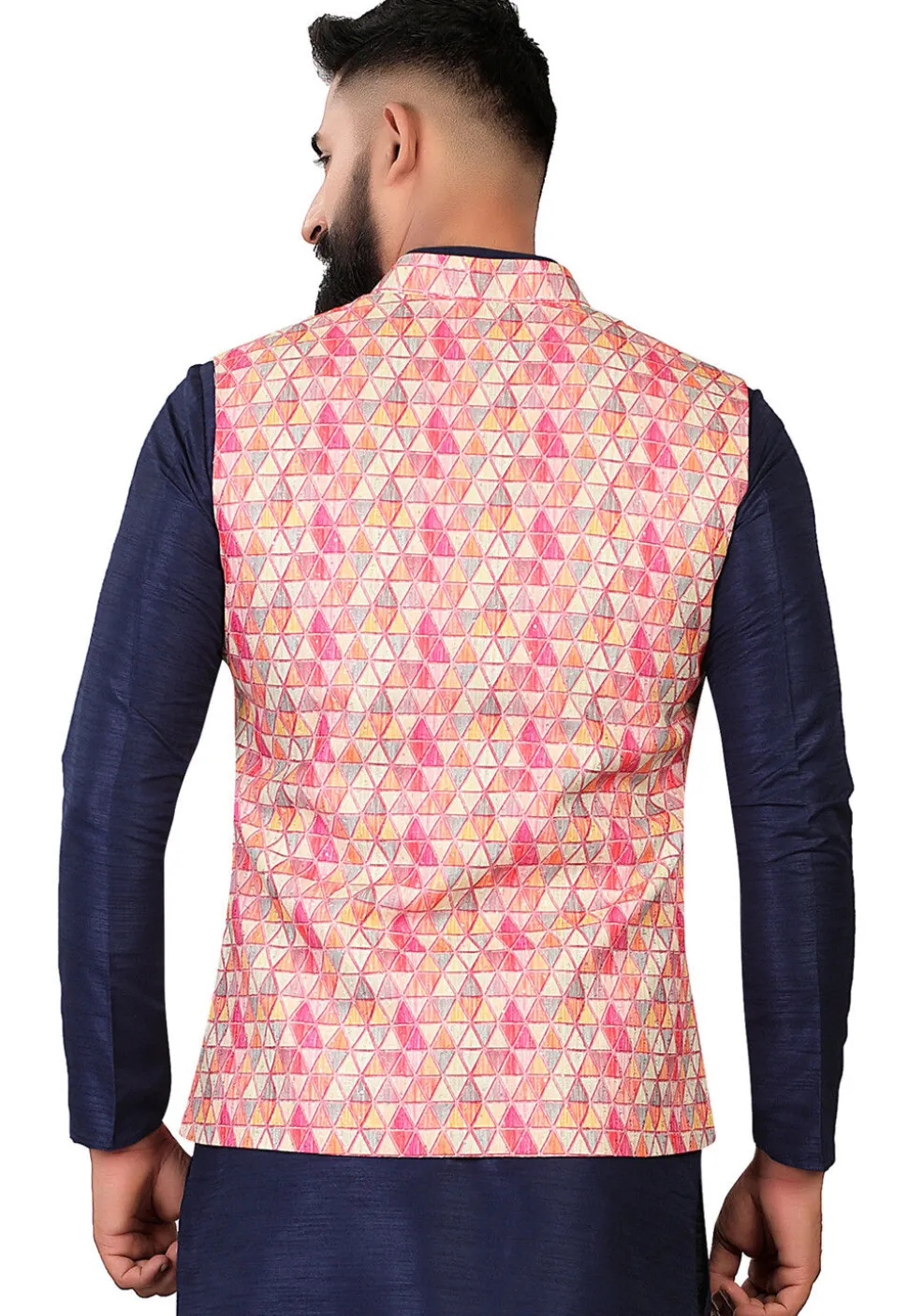 Digital Printed Rayon Nehru Jacket in Multicolor