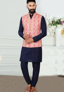Digital Printed Rayon Nehru Jacket in Multicolor