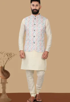 Digital Printed Rayon Nehru Jacket in Multicolor