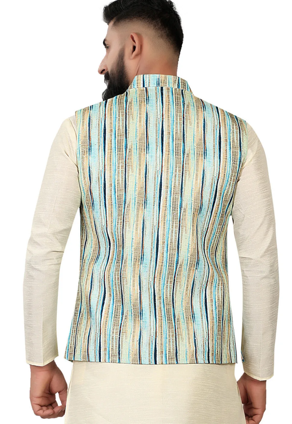 Digital Printed Rayon Nehru Jacket in Multicolor