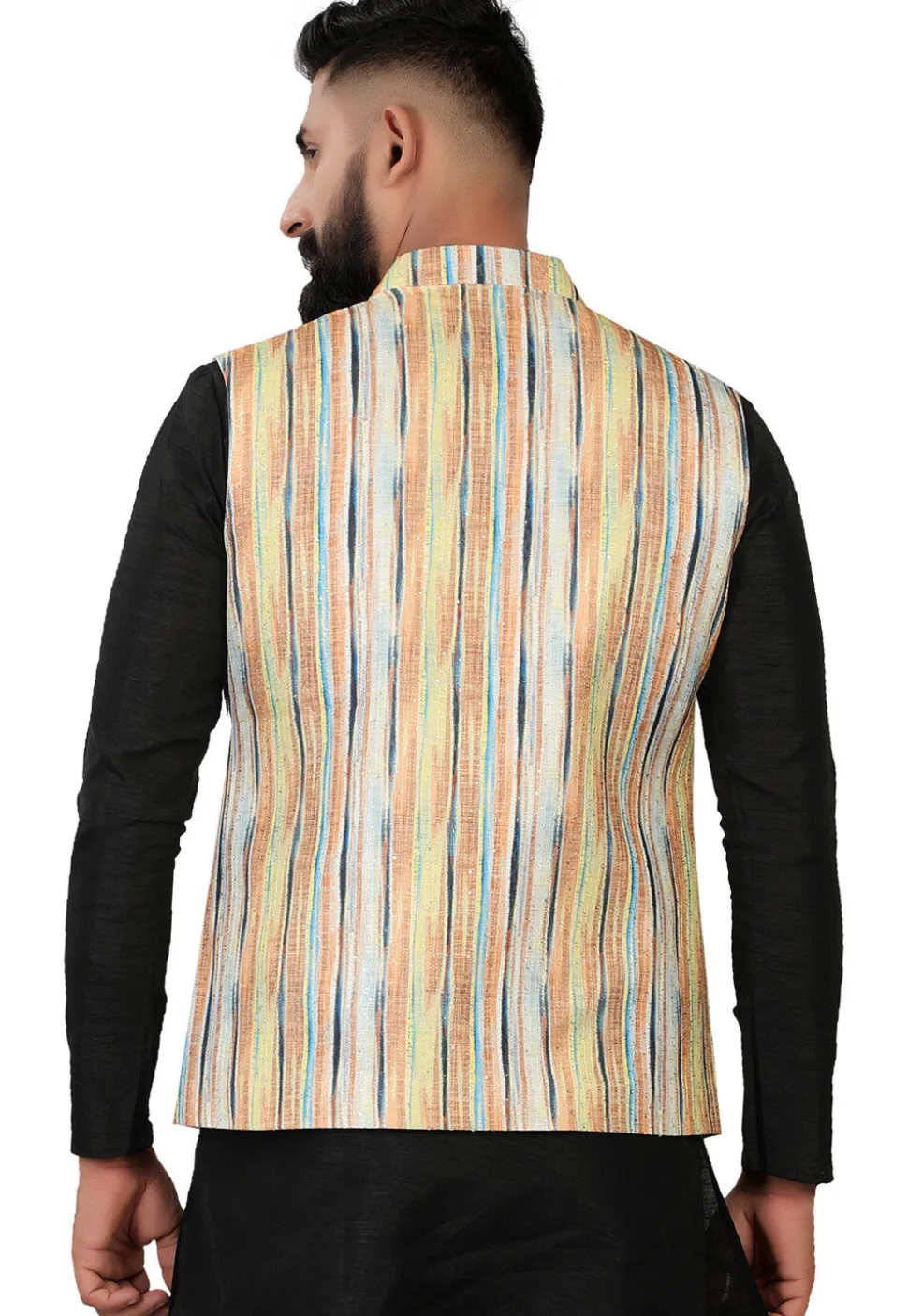Digital Printed Rayon Nehru Jacket in Multicolor