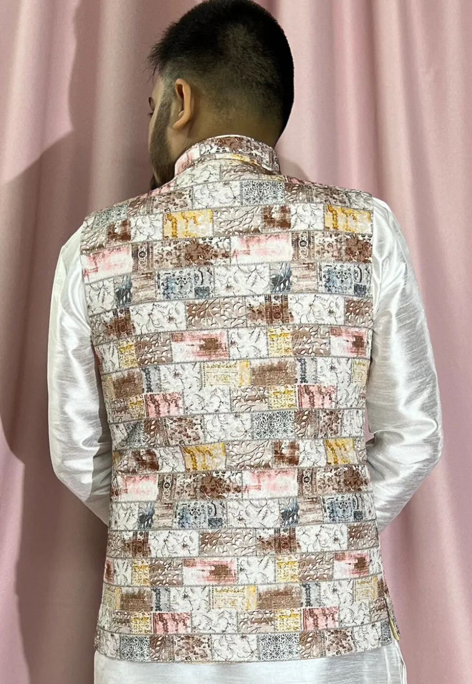 Digital Printed Rayon Nehru Jacket in Multicolor